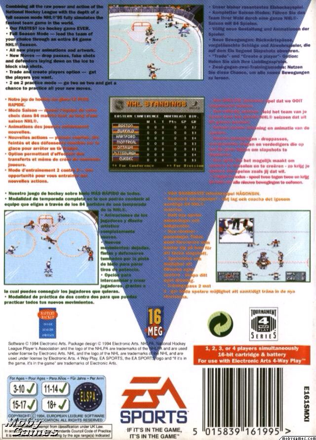 NHL ’95 - Sega Genesis (Mega Drive) ((EA) Electronic Arts) video game collectible - Main Image 2