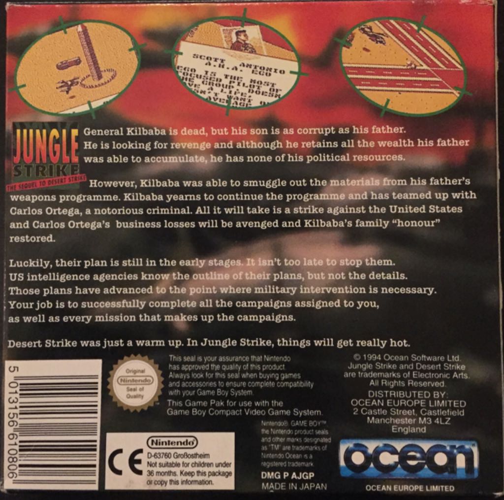 Jungle Strike: The Sequel to Desert Strike - Nintendo Game Boy (Ocean) video game collectible [Barcode 5013156610806] - Main Image 2