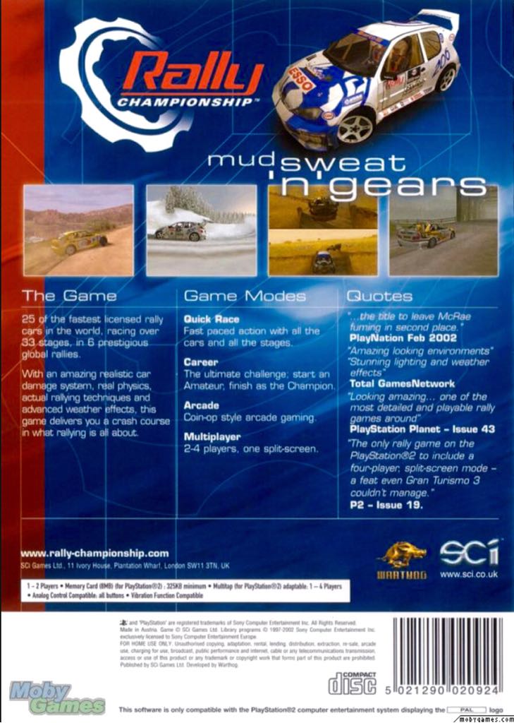 Rally Championship - Sony PlayStation 2 (PS2) (SCi Entertainment Group - 1-2) video game collectible [Barcode 5021290020924] - Main Image 2