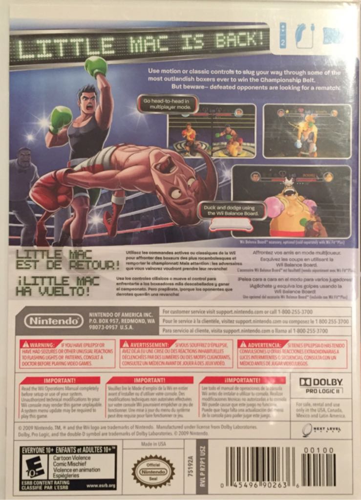 Punch-Out!! - Nintendo Wii (Nintendo - 1-2) video game collectible [Barcode 045496902636] - Main Image 2