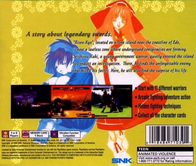 Samurai Shodown: Warriors Rage - Sony PlayStation (SNK - 2) video game collectible [Barcode 018484710391] - Main Image 2