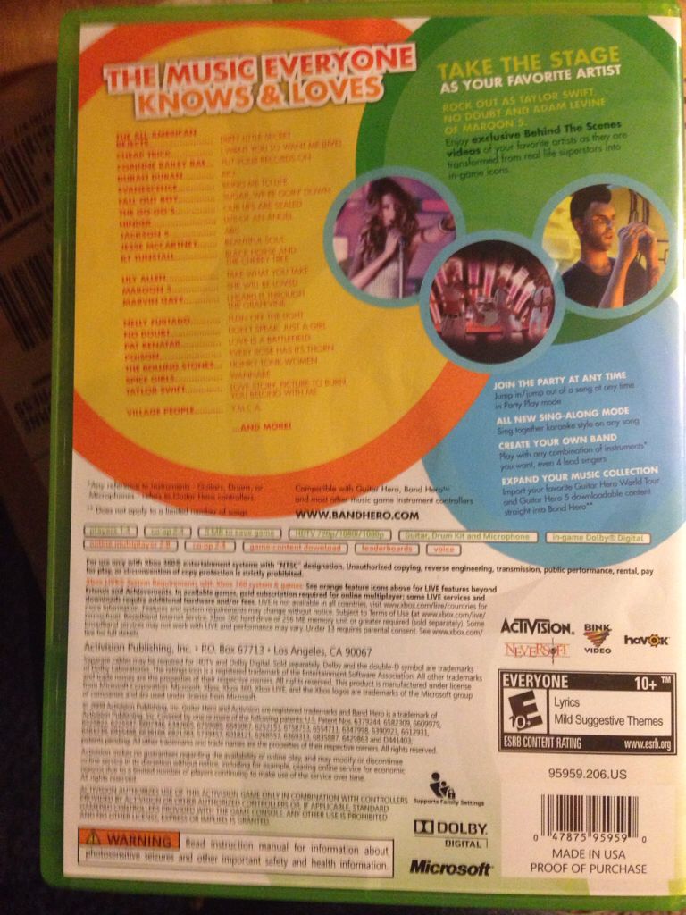 Band Hero - Microsoft Xbox 360 (Activision - 4) video game collectible [Barcode 047875959590] - Main Image 2