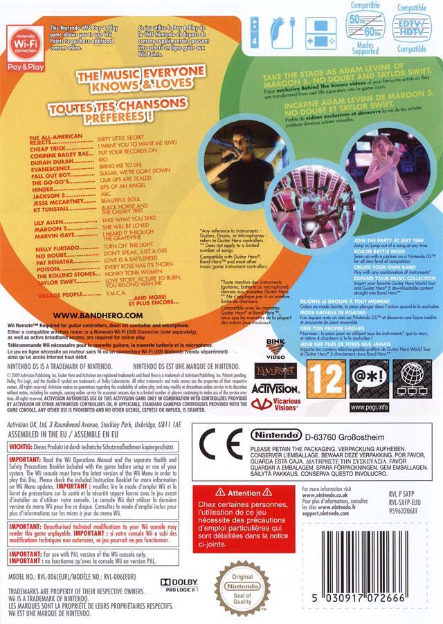 BAND HERO - Nintendo Wii (Activision - 4) video game collectible [Barcode 047875959651] - Main Image 2