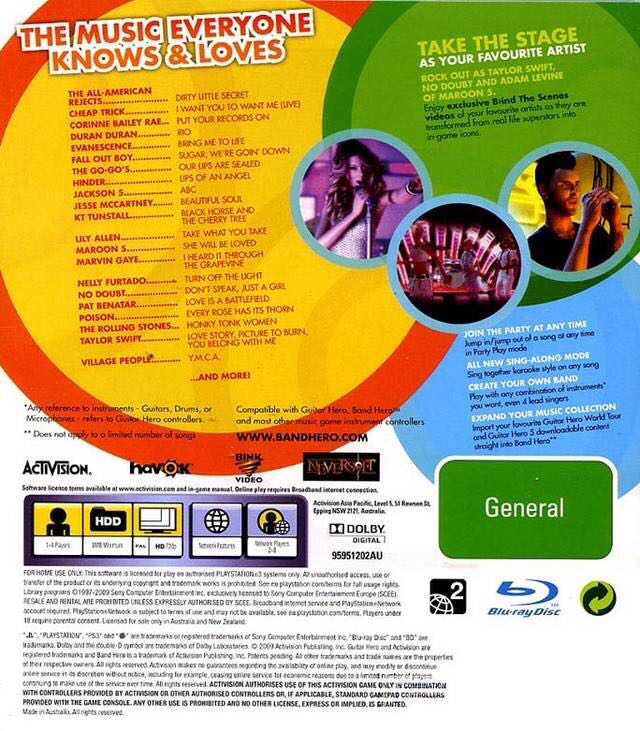 BAND HERO - Sony PlayStation 3 (PS3) (Activision - 4) video game collectible [Barcode 5030917072611] - Main Image 2