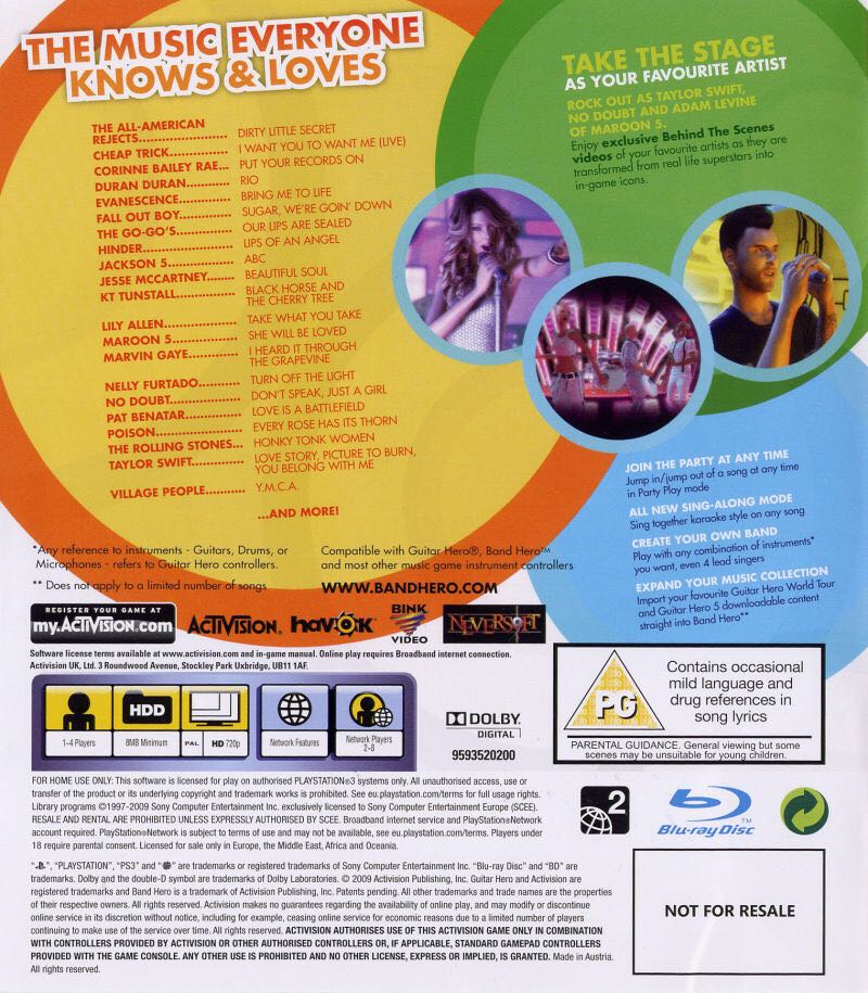 BAND HERO - Sony PlayStation 3 (PS3) (Activision - 4) video game collectible [Barcode 5030917072642] - Main Image 2