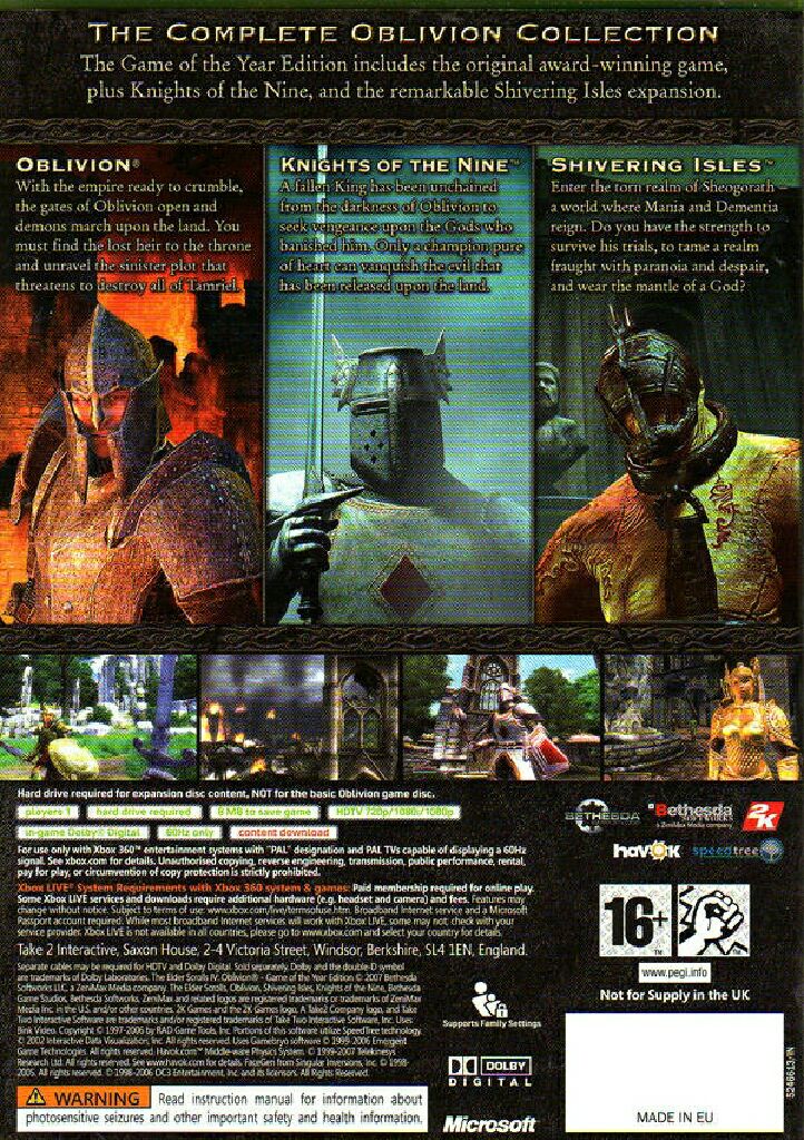 The Elder Scrolls 4: Oblivion Game Of The Year Edition - Microsoft Xbox 360 (2K - 1) video game collectible - Main Image 2