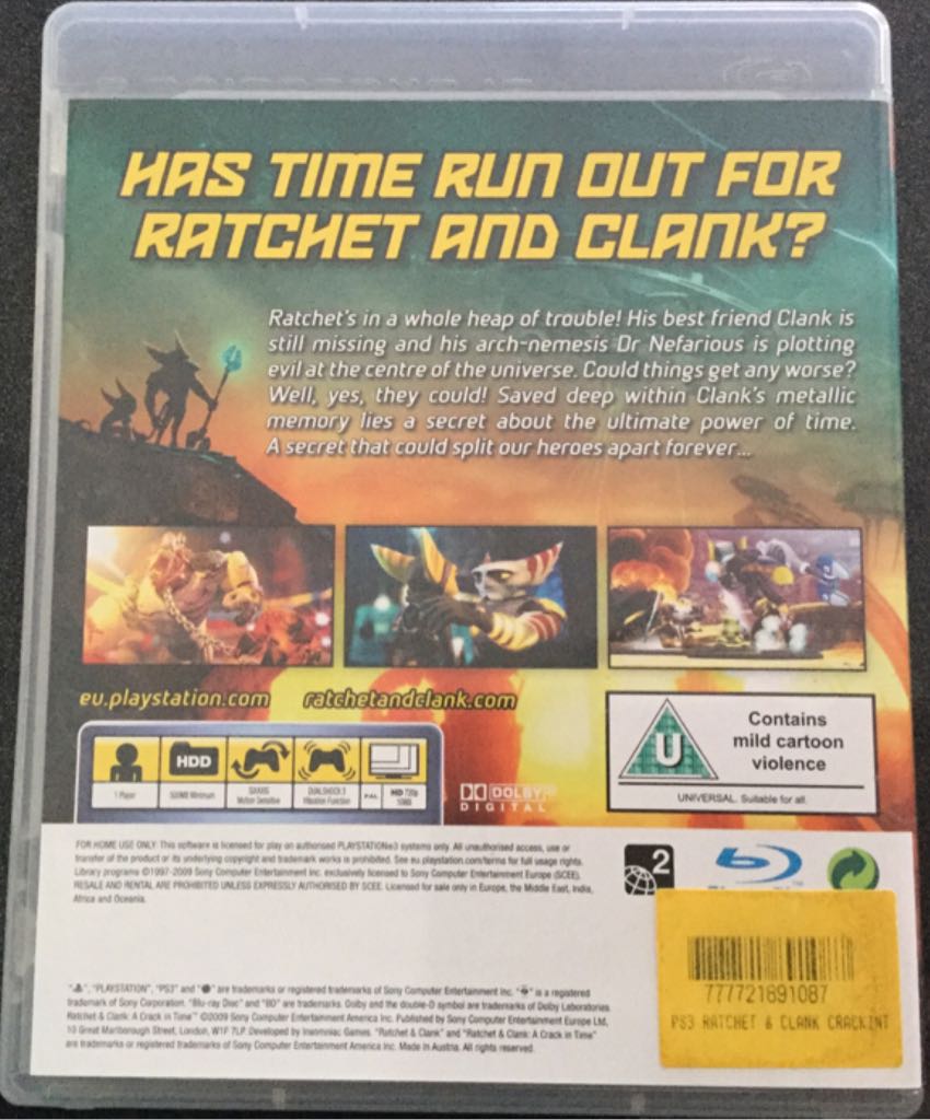 Ratchet and Clank: A Crack in Time - Sony PlayStation 3 (PS3) (Sony Computer Entertainment - 1) video game collectible [Barcode 9900016043668] - Main Image 2