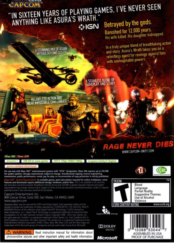 Asura’s Wrath - Microsoft Xbox 360 (Capcom - 1) video game collectible [Barcode 5055060963005] - Main Image 2