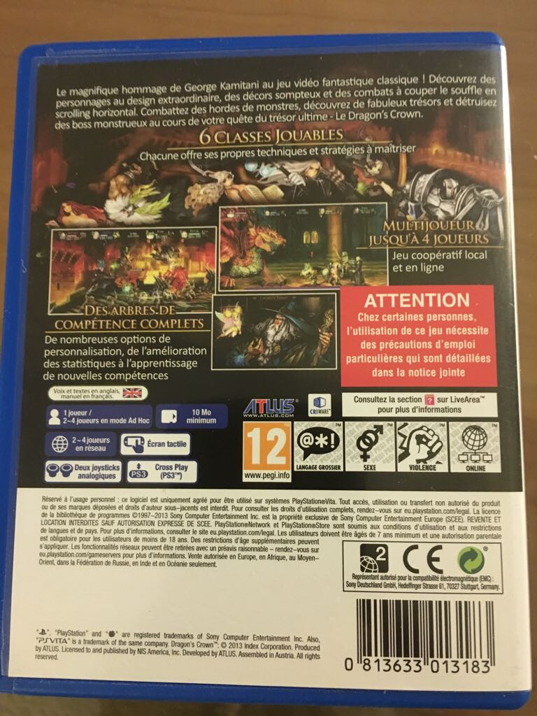 Dragon’s Crown - Sony PlayStation Vita (PS Vita) (Atlus) video game collectible [Barcode 813633013183] - Main Image 2