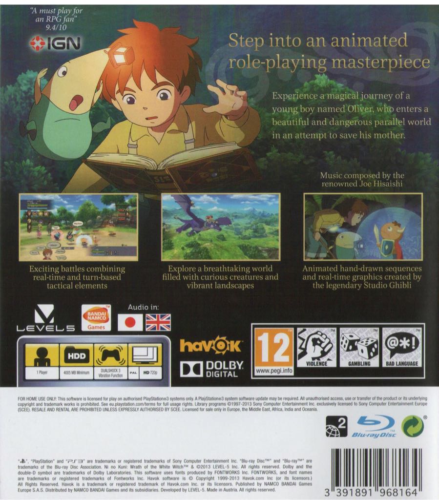 Ni No Kuni - Sony PlayStation 3 (PS3) (Badai Namco Games - 1) video game collectible [Barcode 3391891976336] - Main Image 2