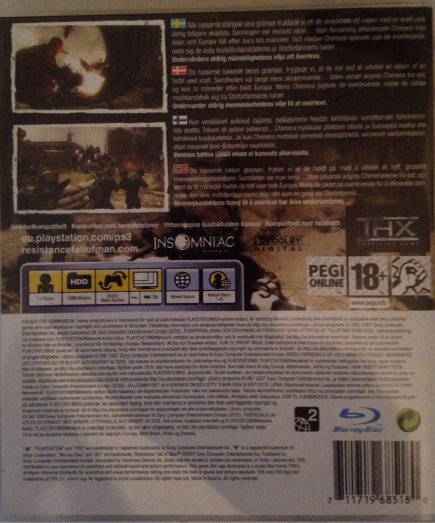 Resistance: Fall of Man - Sony PlayStation 3 (PS3) (Sony Computer Entertainment Europe - 1-4) video game collectible [Barcode 711719685180] - Main Image 2