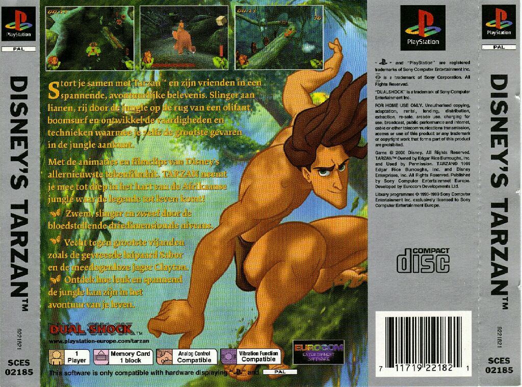 Tarzan - Sony PlayStation (Sony Computer Entertainment - 1) video game collectible [Barcode 710425232121] - Main Image 2