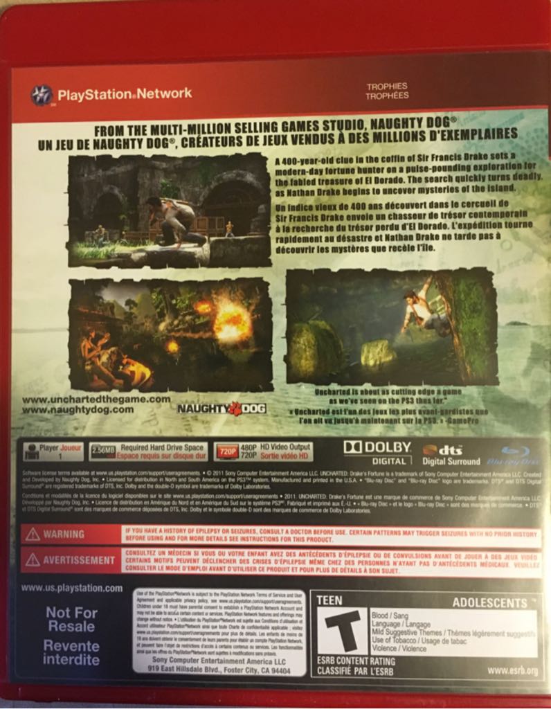 Uncharted 1 Drake’s Fortune - Sony PlayStation 3 (PS3) video game collectible - Main Image 2