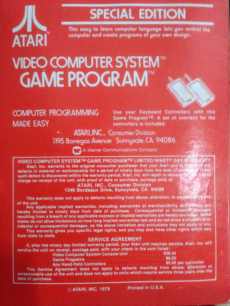 Basic Programming - Atari 2600 (Atari Inc.) video game collectible - Main Image 2