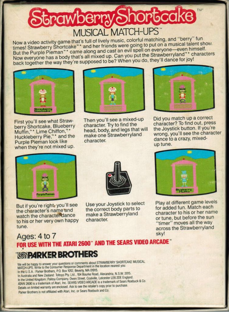 Strawberry Shortcake: Musical Match-Ups - Atari 2600 (Parker Brothers) video game collectible - Main Image 2