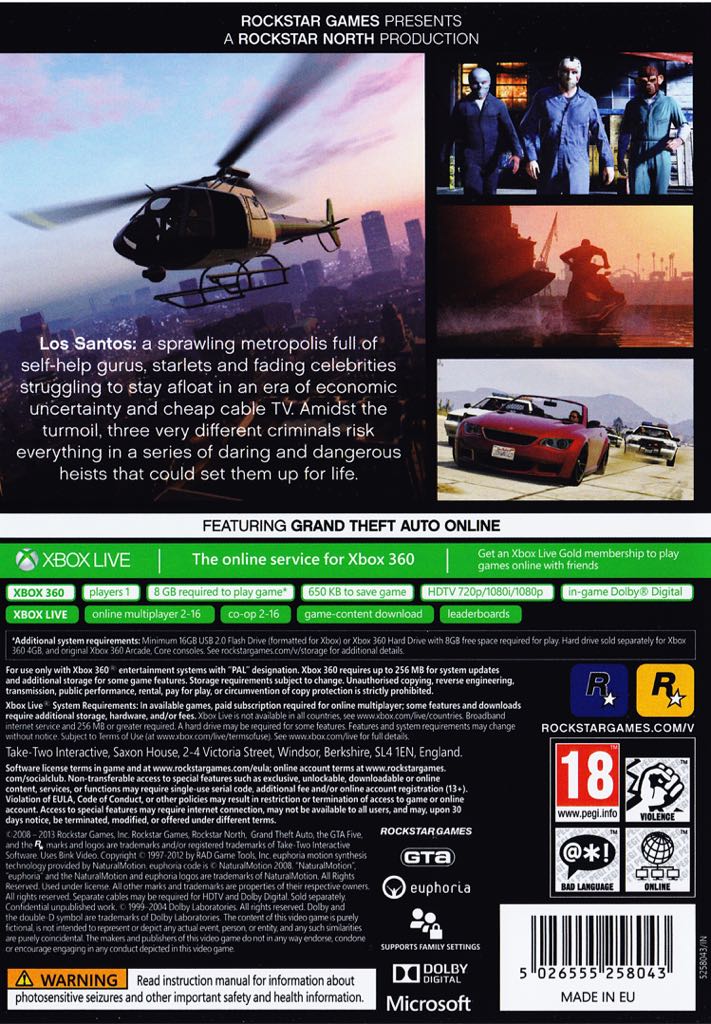 Grand Theft Auto V - Microsoft Xbox 360 (Rock Star Games - 1) video game collectible [Barcode 5026555258135] - Main Image 2