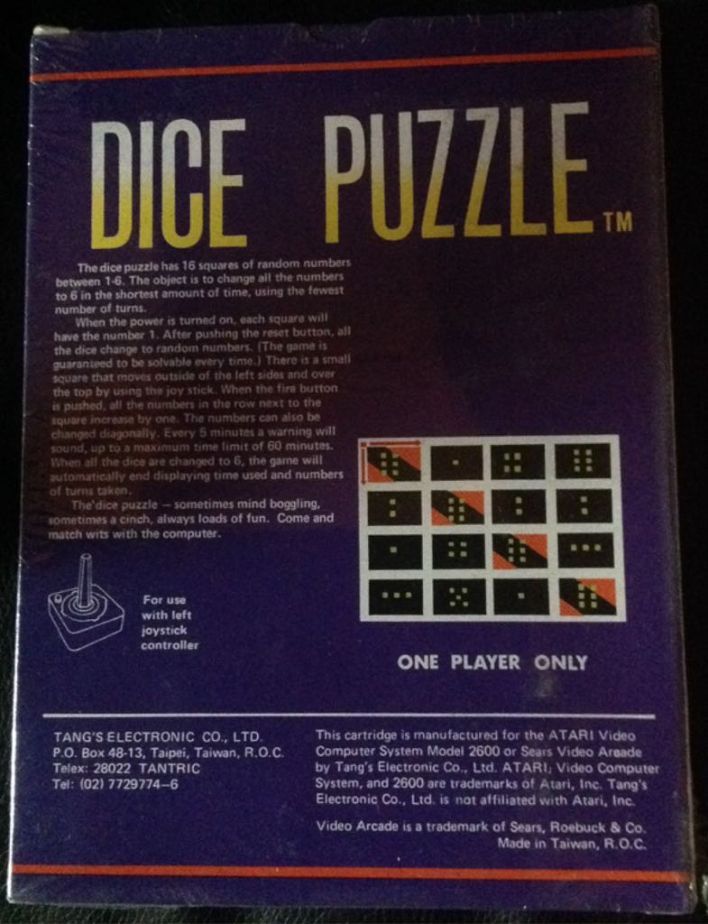 Dice Puzzle - Atari 2600 (Atari - 1) video game collectible - Main Image 2