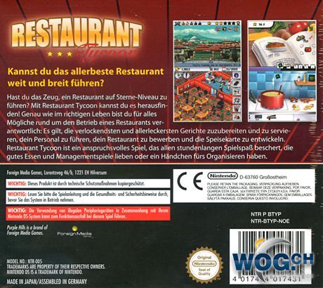 Restaurant Tycoon - Nintendo DS video game collectible [Barcode 8713747104116] - Main Image 2