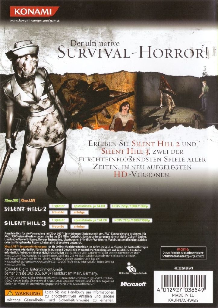 Silent Hill HD Collection - Microsoft Xbox 360 (Konami Digital Entertainment - 1) video game collectible [Barcode 4012927036570] - Main Image 2