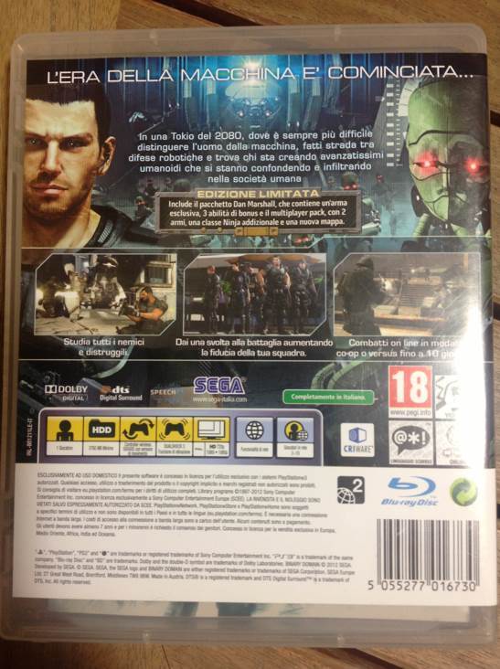 Binary Domain - Sony PlayStation 3 (PS3) (Sega - 1) video game collectible [Barcode 5055277015191] - Main Image 2