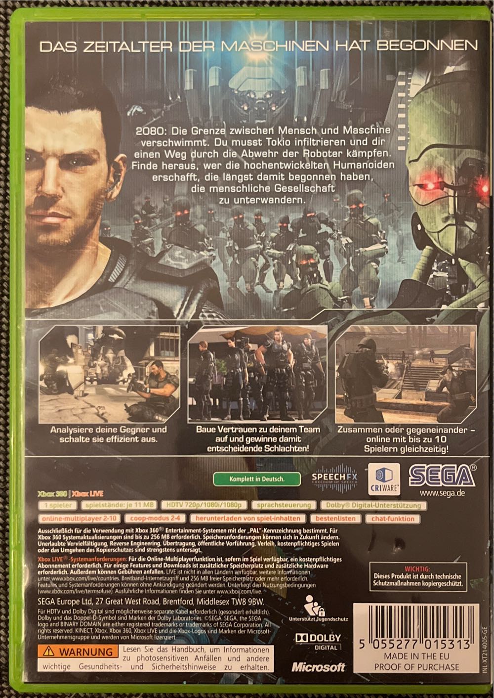 Binary Domain - Microsoft Xbox 360 video game collectible [Barcode 5055277015313] - Main Image 2