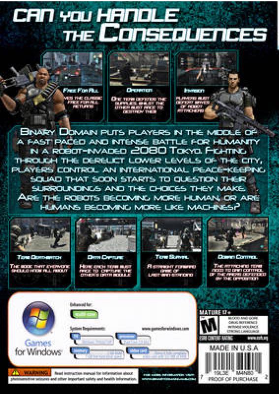 Binary Domain - PC (Sega of America Inc.) video game collectible [Barcode 5055277016518] - Main Image 2