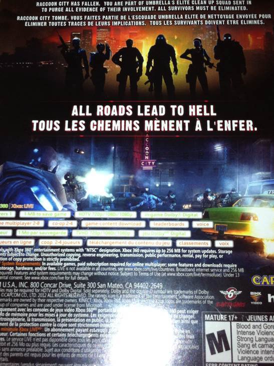 Resident Evil Operation Raccoon City - Microsoft Xbox 360 video game collectible - Main Image 2