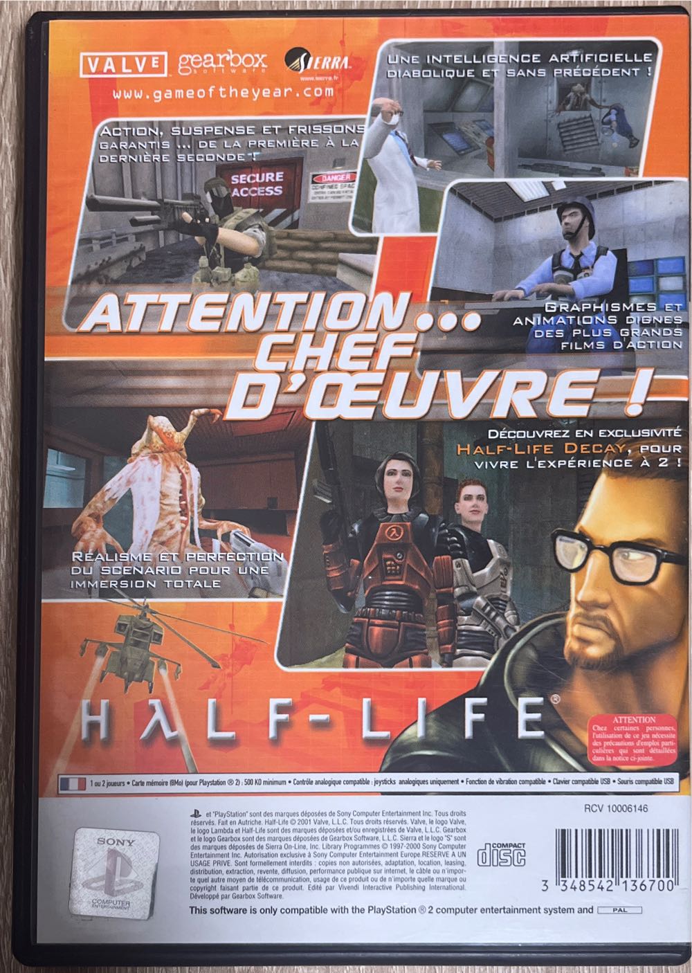 Half-Life - Sony PlayStation 2 (PS2) (Sierra - 1-2) video game collectible [Barcode 3348542136700] - Main Image 2