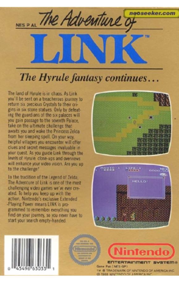 Zelda 2 - Nintendo Entertainment System (NES) video game collectible - Main Image 2