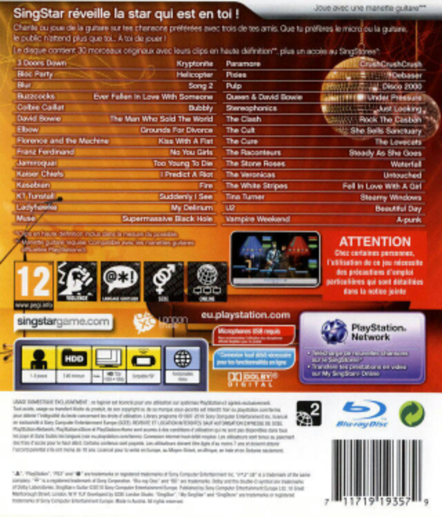 SingStar (11): Guitar 1a - Sony PlayStation 3 (PS3) (Sony Computer Entertainment - 8) video game collectible [Barcode 711719193173] - Main Image 2
