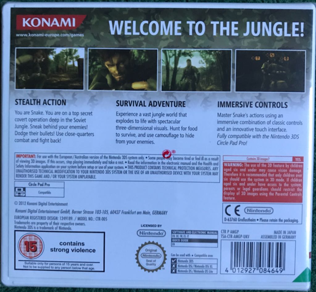 Metal Gear Solid: Snake Eater 3D - Nintendo 3DS (Konami - 1) video game collectible [Barcode 4012927084649] - Main Image 2
