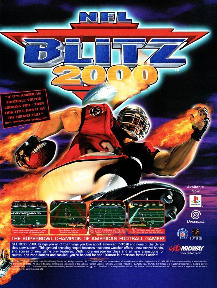 NFL Blitz 2000 - Sony PlayStation (Midway - 1-2) video game collectible [Barcode 031719268177] - Main Image 3