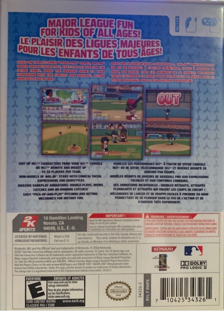 MLB Power Pros - Nintendo Wii (2K Sports - 1-2) video game collectible [Barcode 710425343261] - Main Image 2