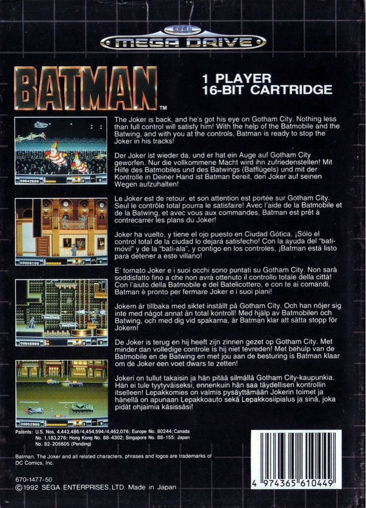 Batman - Sega Mega Drive (SunSoft - 1) video game collectible [Barcode 4907940700372] - Main Image 2