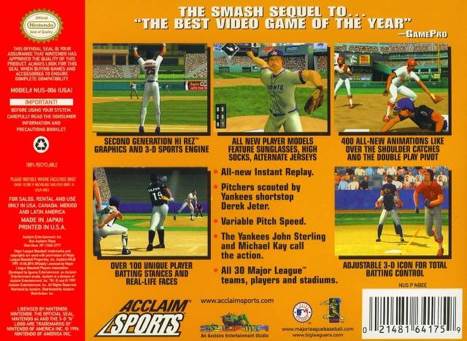 All-Star Baseball 2000 - Nintendo 64 (N64) (Acclaim Entertainment - 4) video game collectible [Barcode 021481641759] - Main Image 2