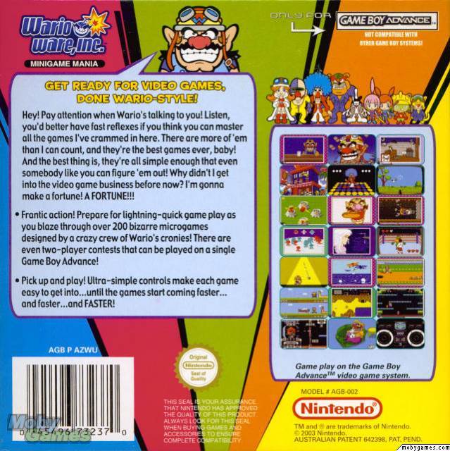 Wario Ware, Inc. Mega Microgame$! - Nintendo Game Boy Advance (GBA) video game collectible - Main Image 2