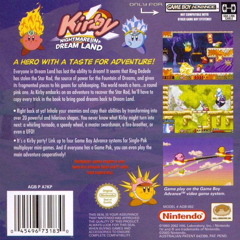 Kirby Nightmare in Dream Land - Nintendo Game Boy Advance (GBA) (Nintendo - 1) video game collectible [Barcode 0045496731830] - Main Image 2