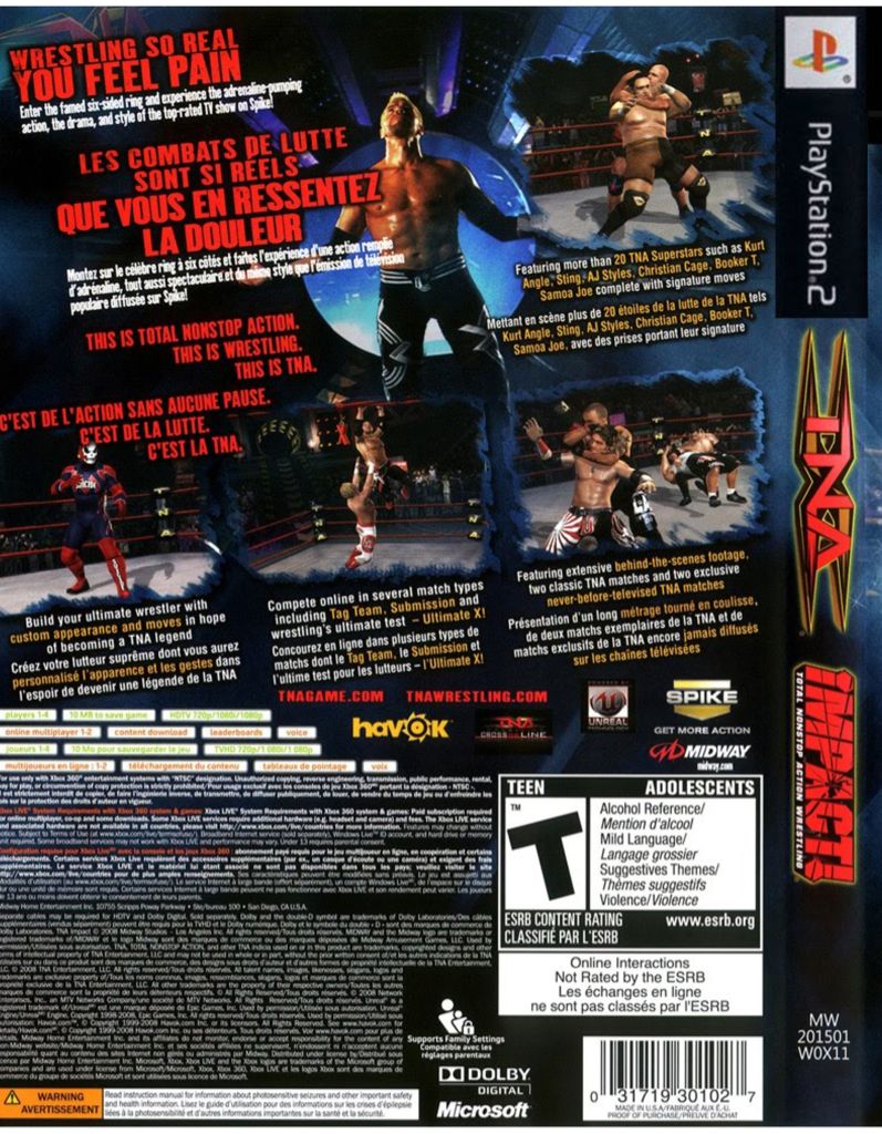 TNA Impact! - Sony PlayStation 2 (PS2) (Midway - 2 Players) video game collectible [Barcode 031719269822] - Main Image 2