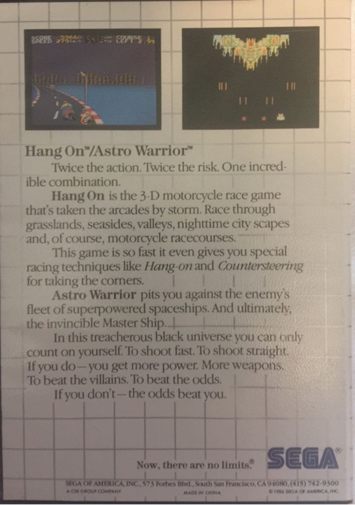 Hang-On & Astro Warrior - Sega Master System (Sega) video game collectible - Main Image 2