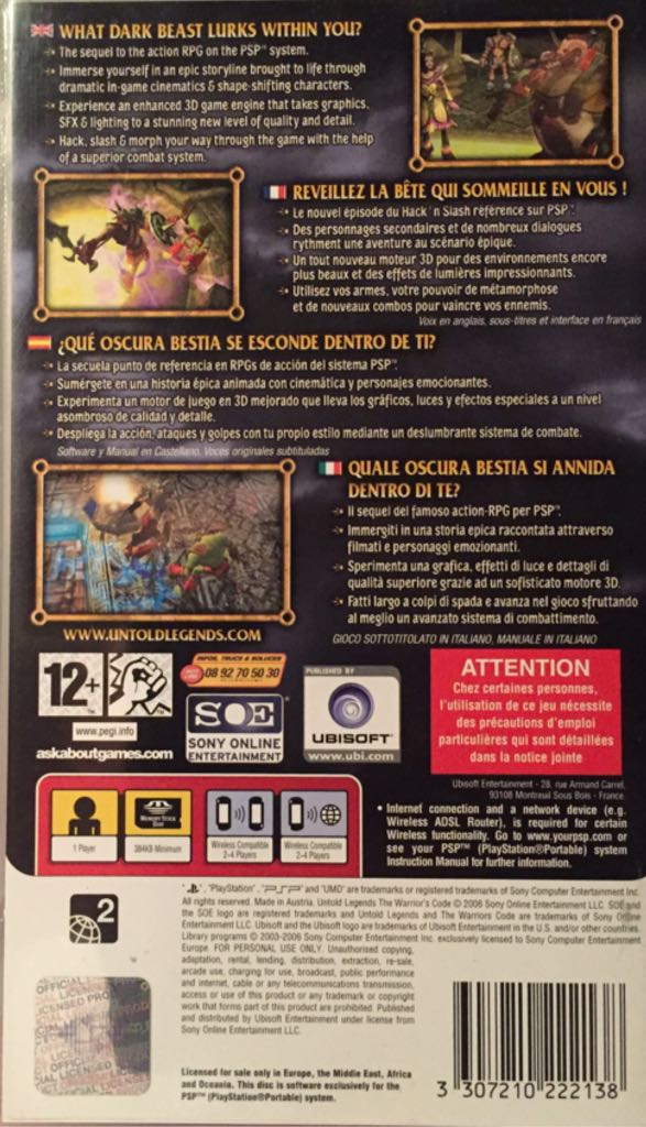 Untold Legends: The Warrior’s Code - Sony PlayStation Portable (PSP) (Sony Online Entertainment - 4) video game collectible [Barcode 3307210222138] - Main Image 2