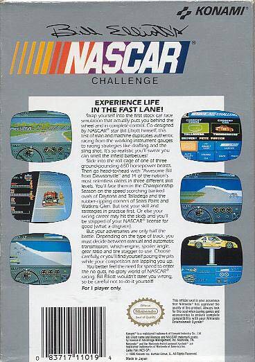 Bill Elliott’s NASCAR Challenge - Nintendo Entertainment System (NES) (Konami) video game collectible - Main Image 2