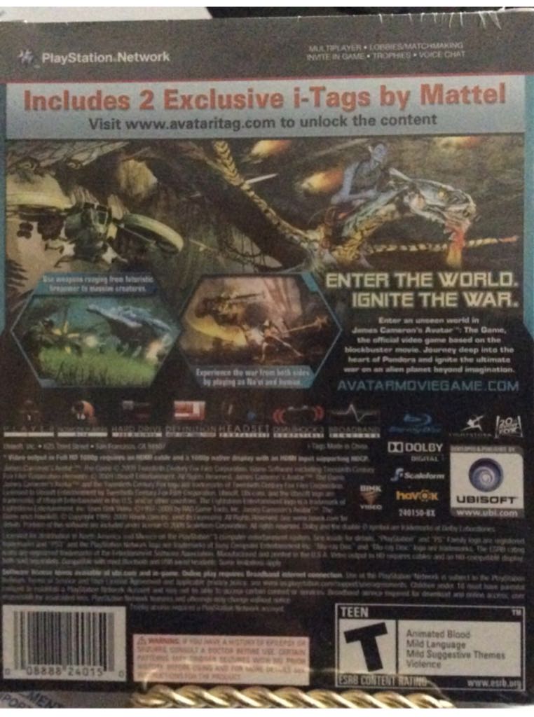 James Cameron’s Avatar The Game - Sony PlayStation 3 (PS3) (Ubisoft) video game collectible [Barcode 008888240150] - Main Image 2