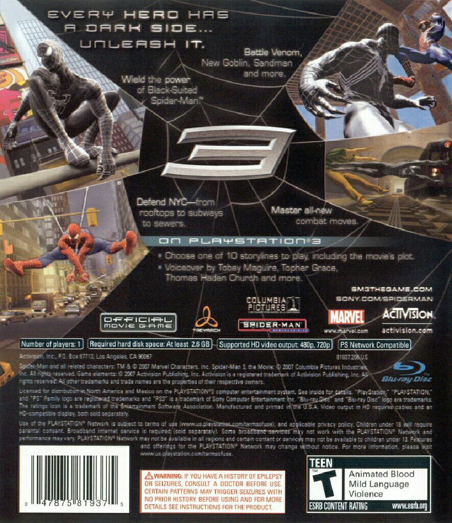 Spiderman 3 The Movie - Sony PlayStation 3 (PS3) video game collectible - Main Image 2