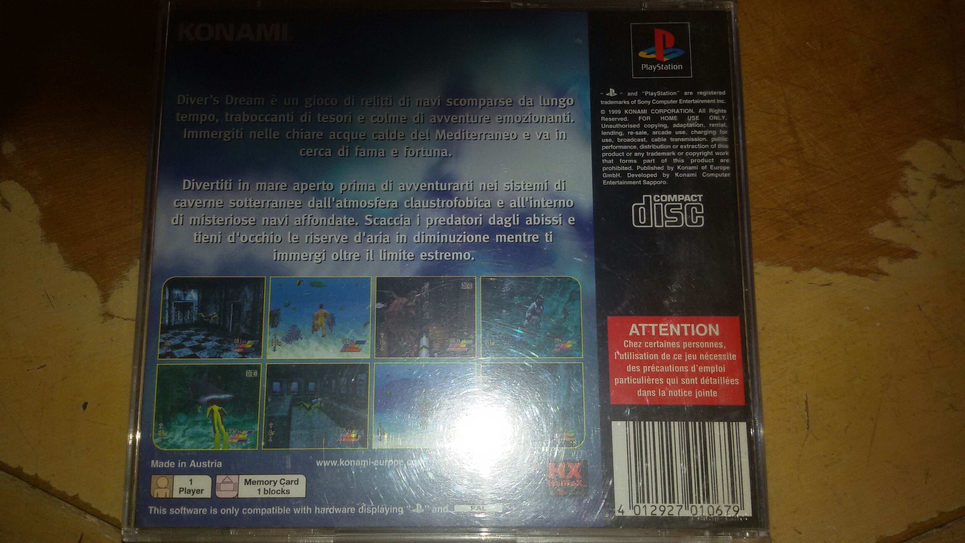 Diver’s Dream - Sony PlayStation (1) video game collectible [Barcode 4012927010679] - Main Image 2