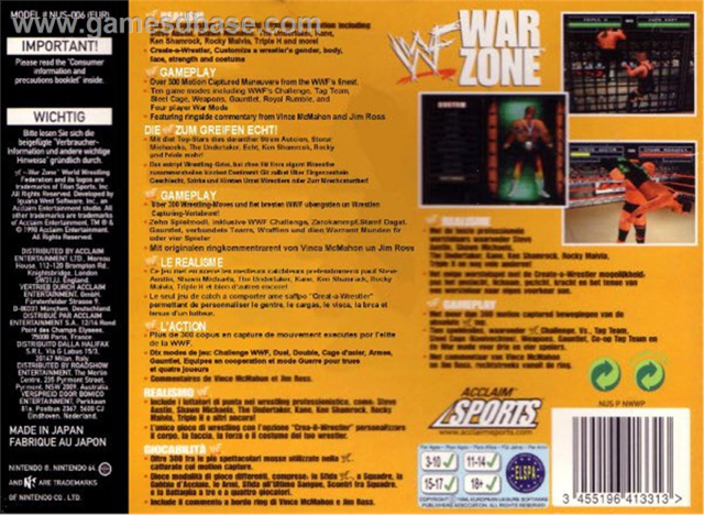 WWF War Zone - Sony PlayStation (Acclaim Entertainment - 1-4) video game collectible [Barcode 021481211587] - Main Image 2