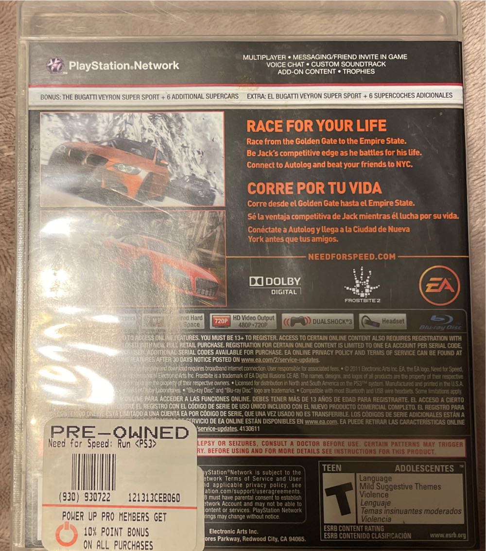 Need for Speed : The Run - Sony PlayStation 3 (PS3) video game collectible [Barcode 5030932103659] - Main Image 2