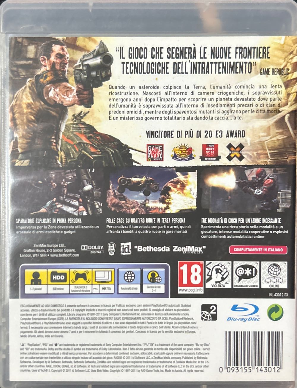 Rage Anarchy Edition - Sony PlayStation 3 (PS3) (Bethesda Softworks - 1) video game collectible [Barcode 093155143012] - Main Image 2