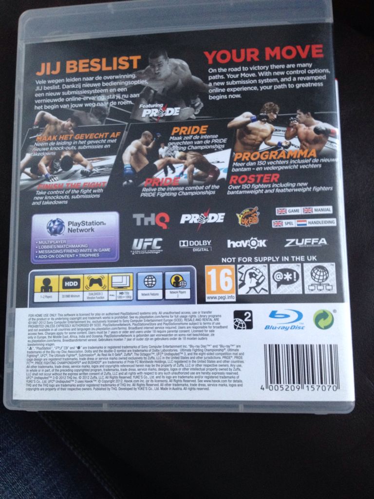 UFC Undispued 3 - Sony PlayStation 3 (PS3) (1-2) video game collectible [Barcode 4005209157070] - Main Image 2