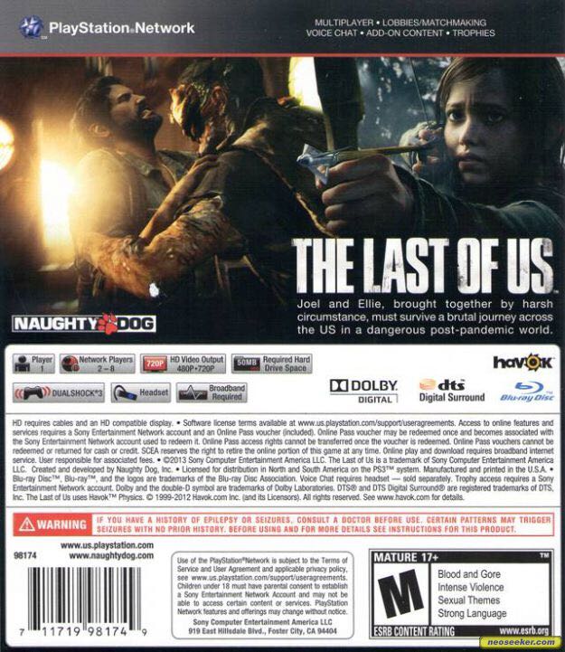 The Last Of Us - Sony PlayStation 3 (PS3) (Sony Computer Enteraiment - 1) video game collectible [Barcode 711719275459] - Main Image 2