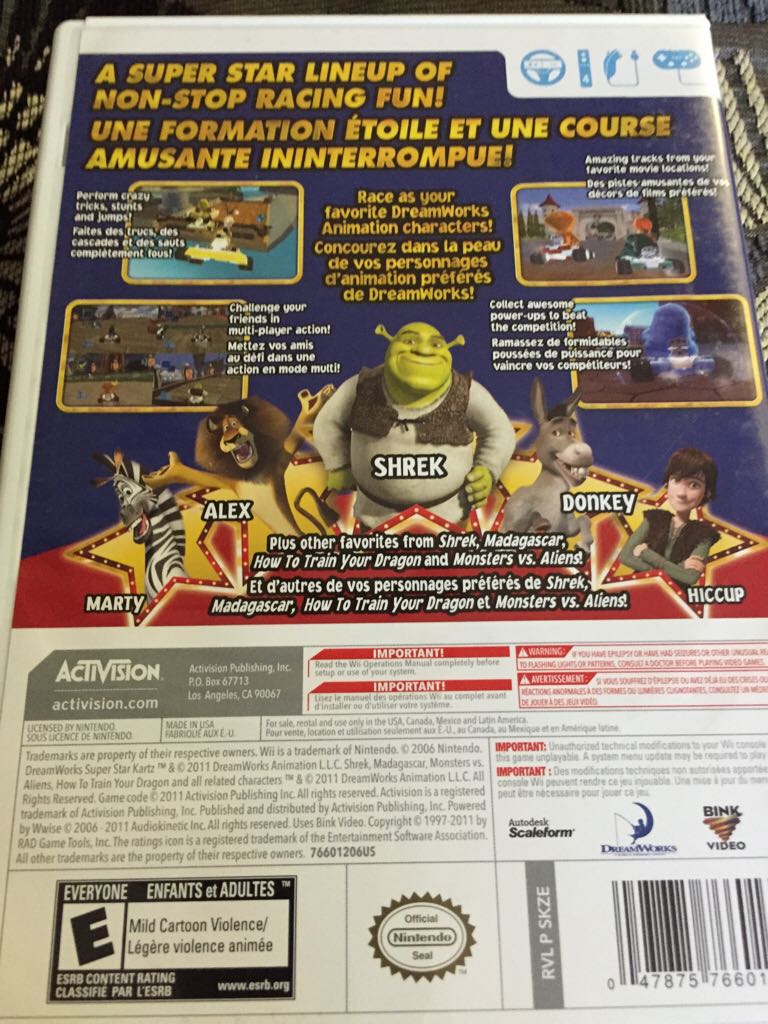 Dreamworks Super Star Kartz - Nintendo Wii (Activision - 4) video game collectible [Barcode 047875766006] - Main Image 2